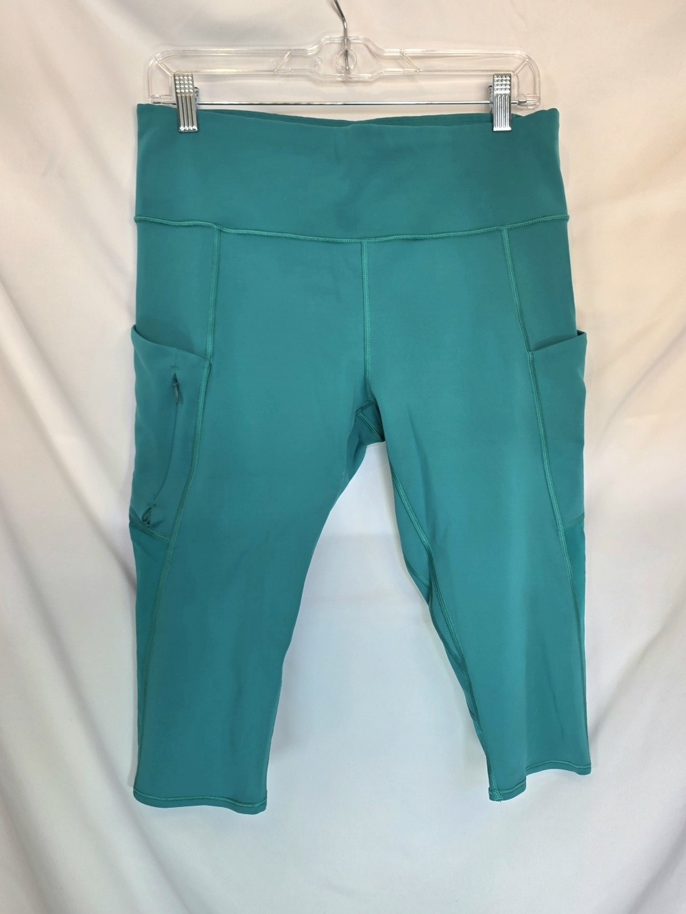 Athleta Teal Women’s Athleisure Active Sporty Crop Leggings Pockets Mesh Size L